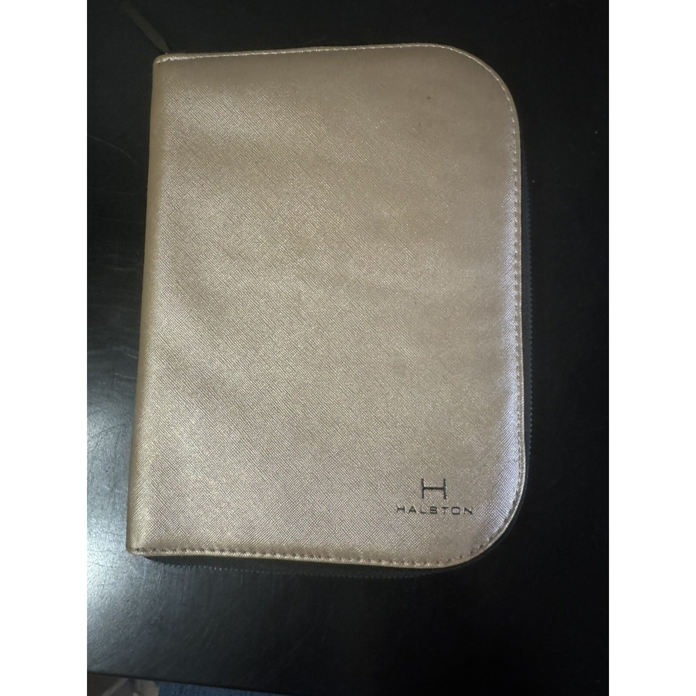 H Halston Jewelry Portfolio Travel Organized Zippered Gold 9x7